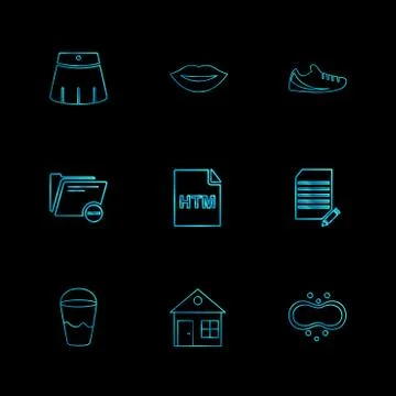 Html  , glass , lips , folder,  files , file type , file , windows , os , doc Stock Illustration