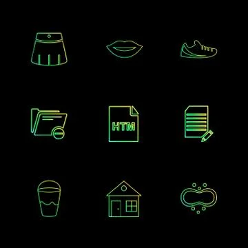 Html  , glass , lips , folder,  files , file type , file , windows , os , doc Stock Illustration