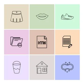 Html  , glass , lips , folder,  files , file type , file , windows , os , doc Stock Illustration