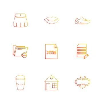Html  , glass , lips , folder,  files , file type , file , windows , os , doc Stock Illustration