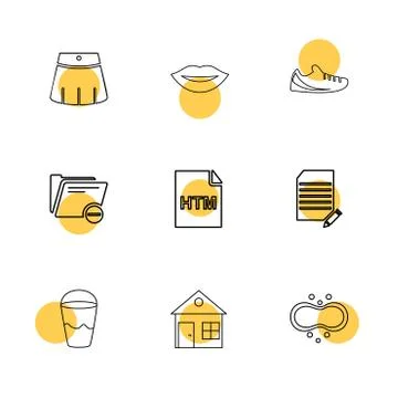 Html  , glass , lips , folder,  files , file type , file , windows , os , doc Stock Illustration