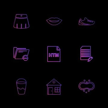 Html  , glass , lips , folder,  files , file type , file , windows , os , doc Stock Illustration