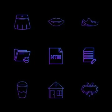 Html  , glass , lips , folder,  files , file type , file , windows , os , doc Stock Illustration
