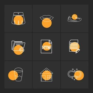 Html  , glass , lips , folder,  files , file type , file , windows , os , doc Stock Illustration