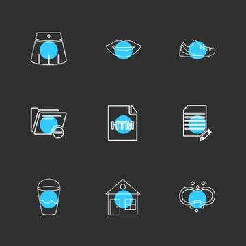 Html  , glass , lips , folder,  files , file type , file , windows , os , doc Stock Illustration