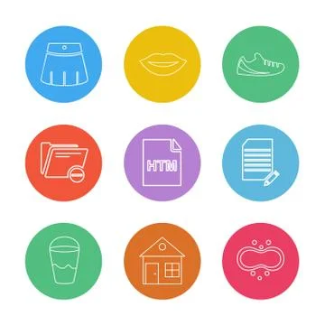 Html  , glass , lips , folder,  files , file type , file , windows , os , doc Stock Illustration