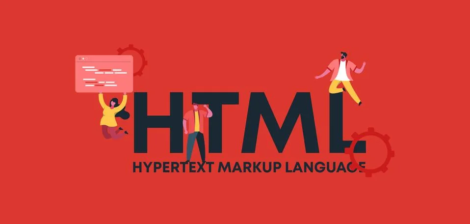 HTML hypertext markup language. Development of online language applications Stock Illustration