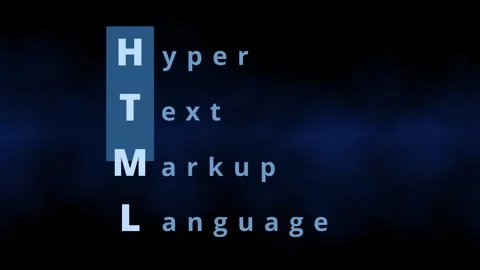 HTML Hypertext Markup Language letters for web design and html code creation Stock Footage 245233338