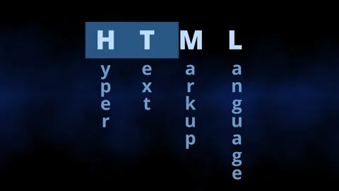 HTML Hypertext Markup Language letters for web design and html code creation Stock Footage 245295029
