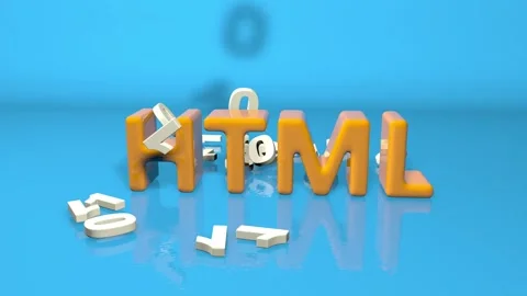 HTML icon with falling numbers of a single code. IT technologies.: 3D render Stock Footage 280355123