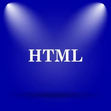 HTML icon. Flat icon on blue background.. Stock Illustration