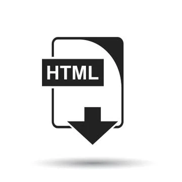 HTML icon. Flat vector illustration. HTML download sign symbol with shadow on 库存插图