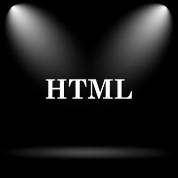 HTML icon. Internet button on black background.. 스톡 일러스트