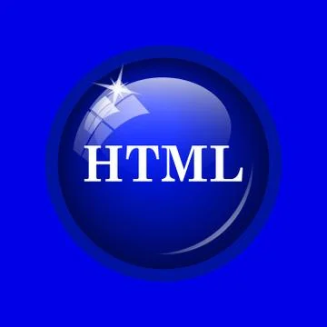 HTML icon. Internet button on blue background. . 스톡 일러스트