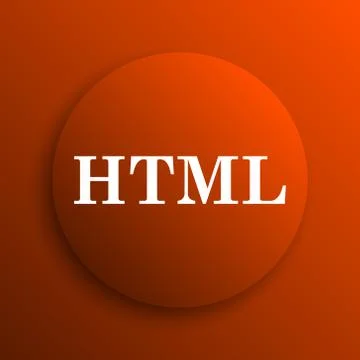 HTML icon. Internet button on orange background. Stock Illustration