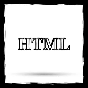 HTML icon. Internet button on white background. Outline design imitating pain Stock Illustration