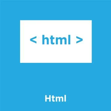 Html icon isolated on blue background 스톡 일러스트