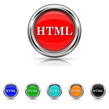 Html icon - six colours set Stock Illustration