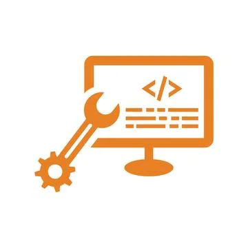 Html management, coding icon. orange vector eps. Illustrazione stock