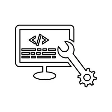 Html management, coding line icon. Outline vector. Stock Illustration