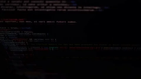 HTML pc Programming script showing computer software on dark background Stock Footage 168274773