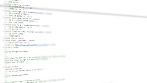 Html, Programming, Scrolling Text On The Monitor Screen Stock Footage 107302139