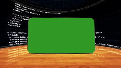 HTML Room and Green Screen Monitor, with Alpha Channel Stock Footage 30368069