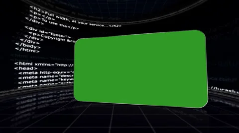 HTML Room and Green Screen Monitor, with Alpha Channel Stock Footage 32225607