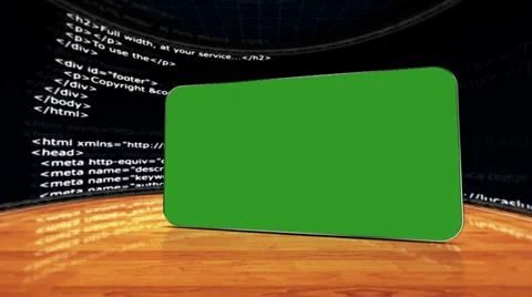 HTML Room and Green Screen Monitor, with Alpha Channel Stock Footage 32226249