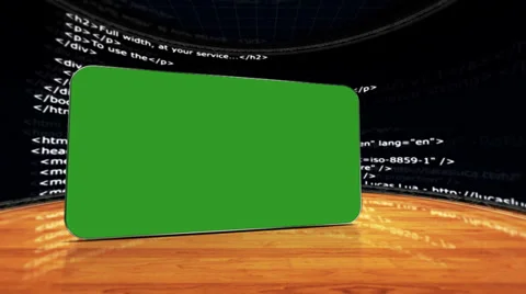 HTML Room and Green Screen Monitor, with Alpha Channel Stock Footage 33368459