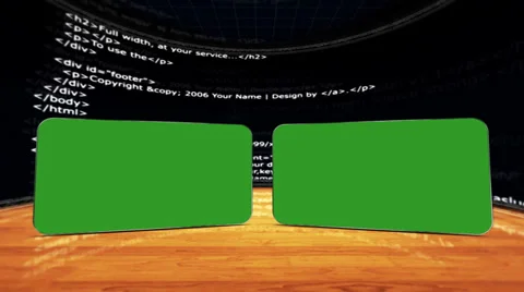 HTML Room and Green Screen Monitor, with Alpha Channel Stock Footage 33372723