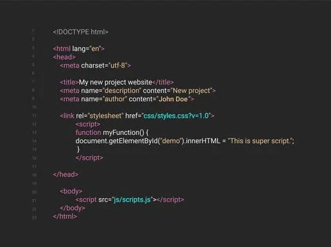HTML screen code program developer background. Computer web interface html code Stock Illustration