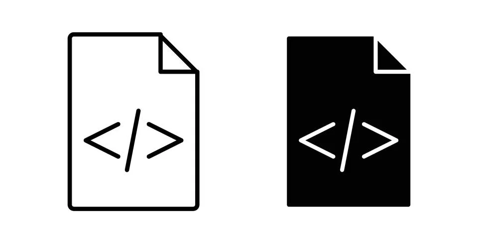 HTML script icon. Line Drawings and Silhouettes icons Stock-Illustration