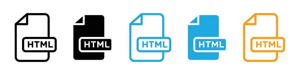 HTML script icon logo set vector Illustrazione stock