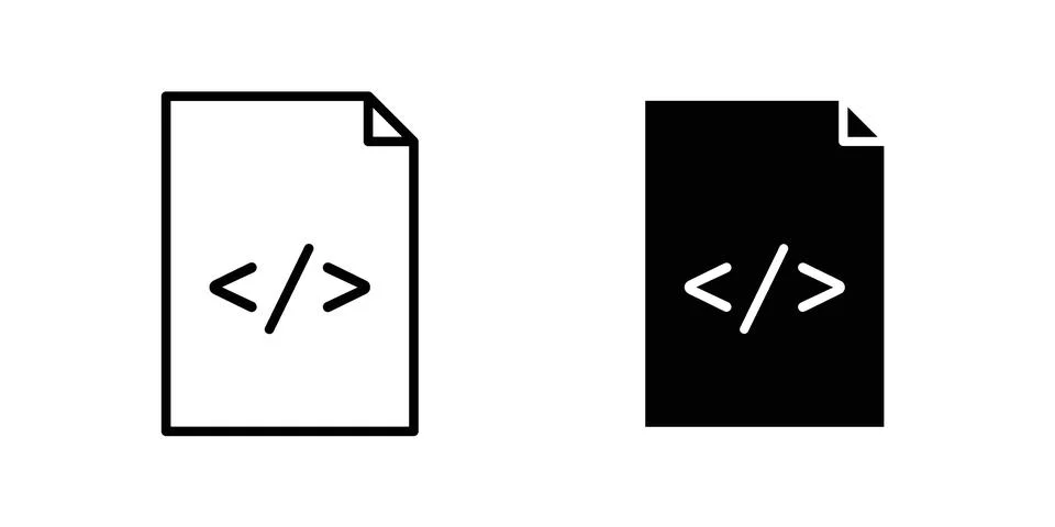 HTML script icon vector concepts, line and silhouette style Stock Illustration