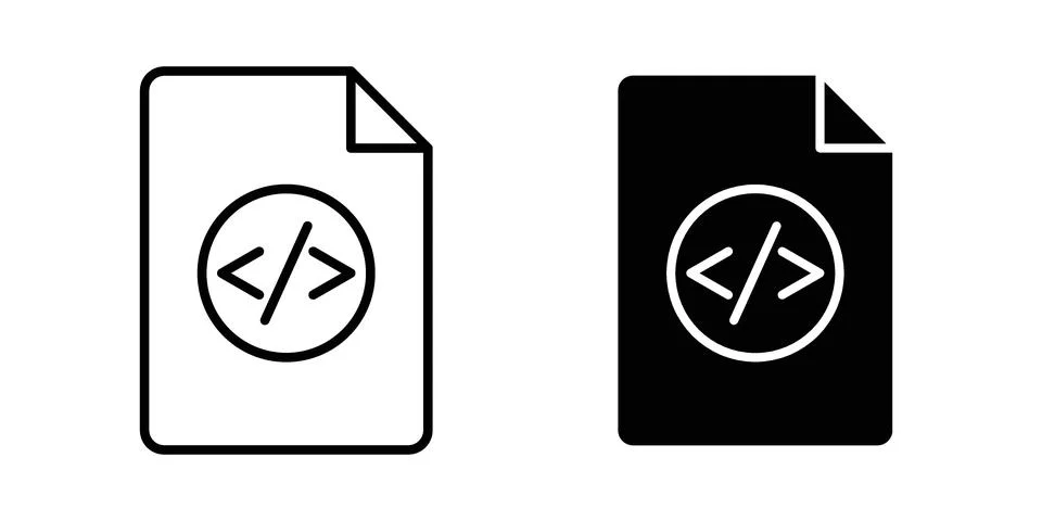 HTML script icon vectors. Illustrations in black 库存插图