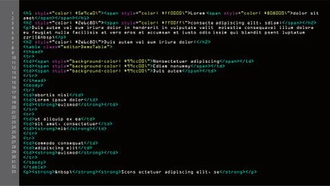 HTML Simple Code Vector. Colorful Abstract Program Tags In Developer View Stockillustratie