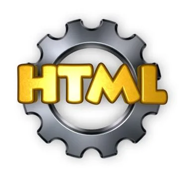 Html tag and gear wheel - 3d illustration Stock-Illustration