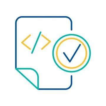 HTML tag blue and yellow thin line pictogram イラスト素材