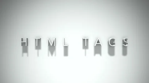 Html tags 3D title animation with shadows on a white background Stock Footage 297019000