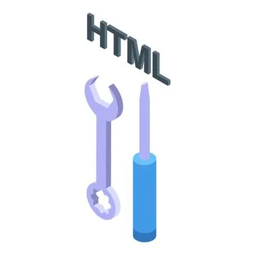 Html tool icon isometric vector. Cms development Stock Illustration
