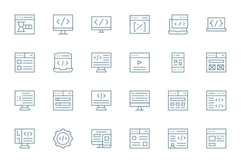 Html Vector Icon Collection featuring 24 Detail Enhanced Retina Ready Thin .. 库存插图