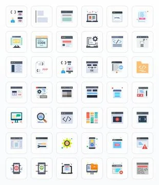 Html Vector Icon Library with 42 Flat 256x256 Editable Designs Stockillustratie
