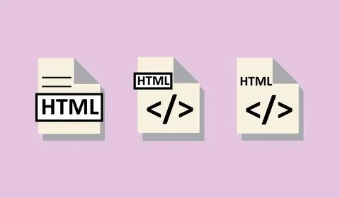 HTML vector icons with web programming symbols 스톡 일러스트