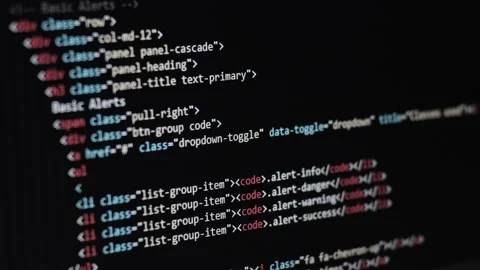 HTML Web Page Code Scrolling Programming code abstract technology background for Stock Footage 108211651