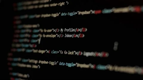 HTML Web Page Code Scrolling Programming code abstract technology background for Stock Footage 108211767