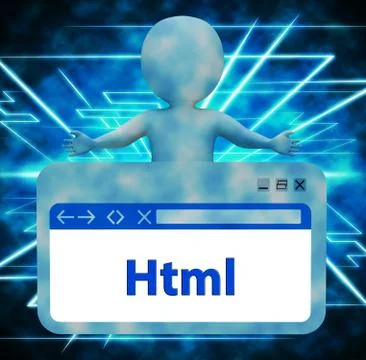 Html Webpage Indicating Hypertext Markup Language 3d Rendering Stock-Illustration