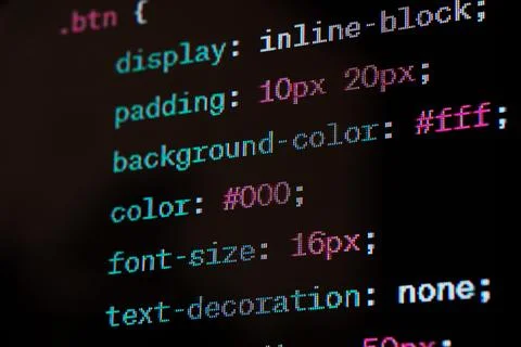 HTML website source code on the screen. Stock Photos