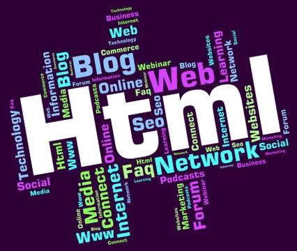 Html Word Indicates Hypertext Markup Language And Web Stock Illustration