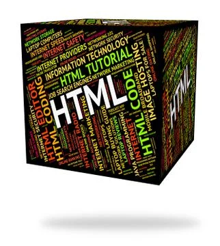 Html Word Means Hypertext Markup Language And Code Stock Illustration